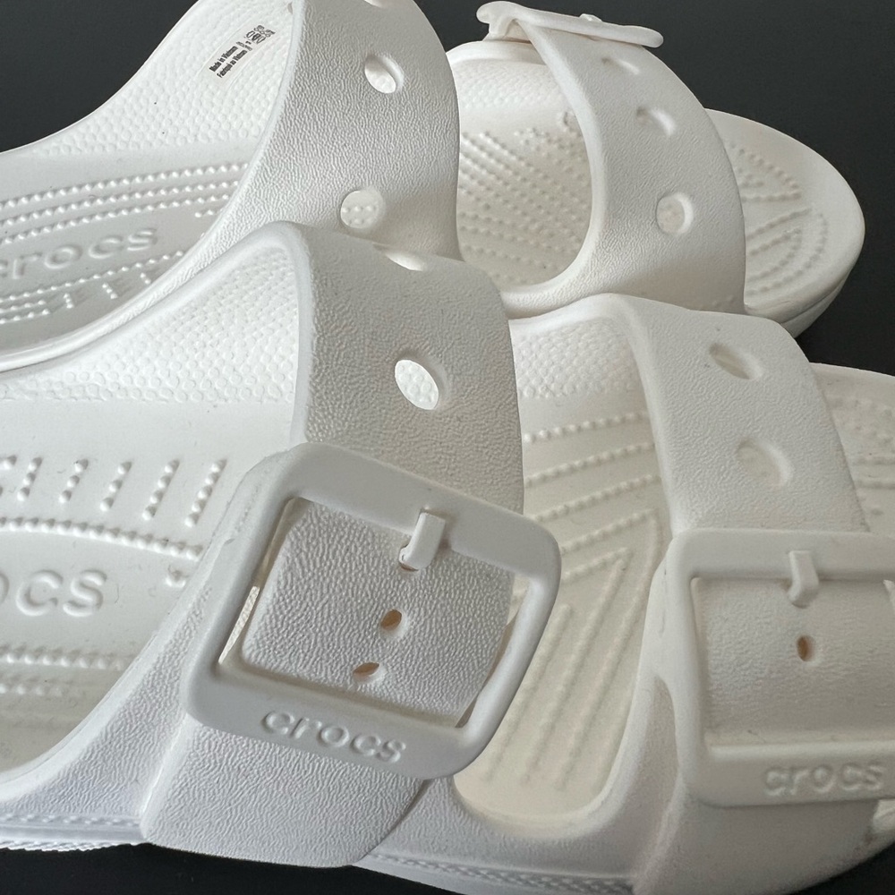 CROCS Brooklyn Adult Two-Strap Slide Sandals in White OBO - Picture 3 of 6